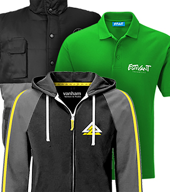 Op maat gemaakte bedrijfskleding: hoodie met logo, poloshirt en bodywarmer